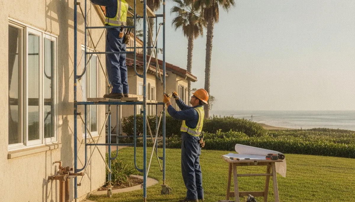 Orange, CA plumbing repair technician serving a local home with professional pipe and leak repair