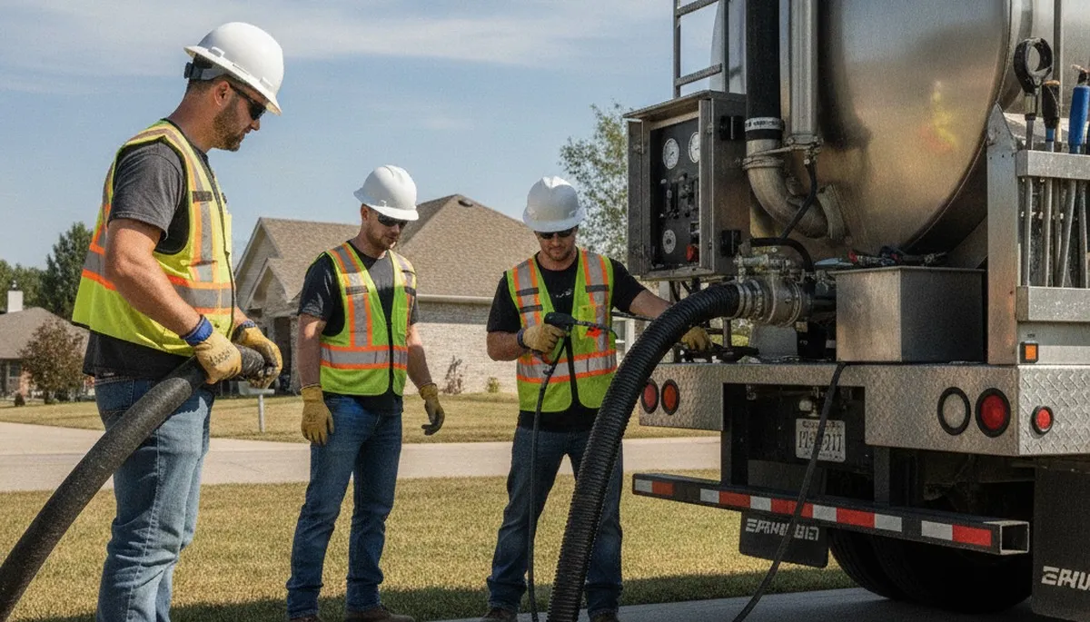Septic pumping service truck for Orange, CA homes by On Call Plumbers