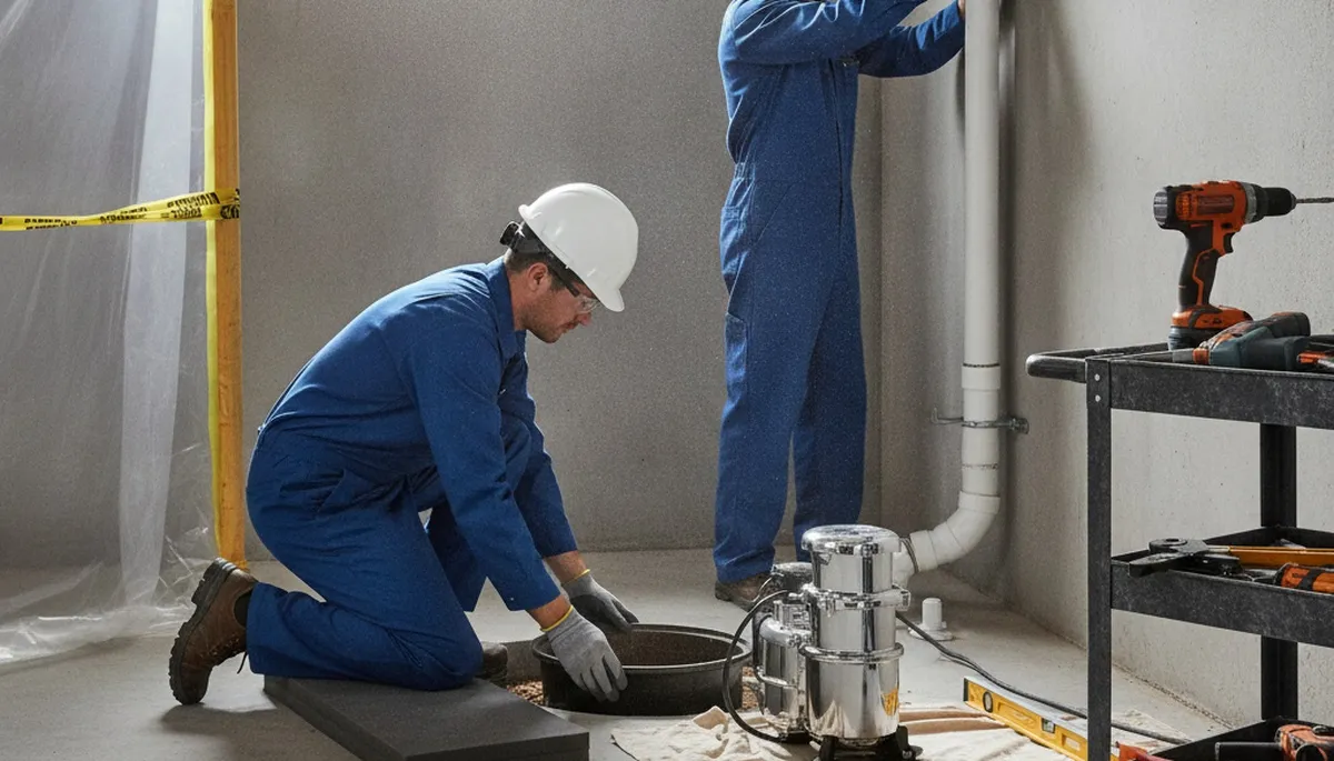 Orange, CA plumber installing a sump pump to protect a home from water intrusion